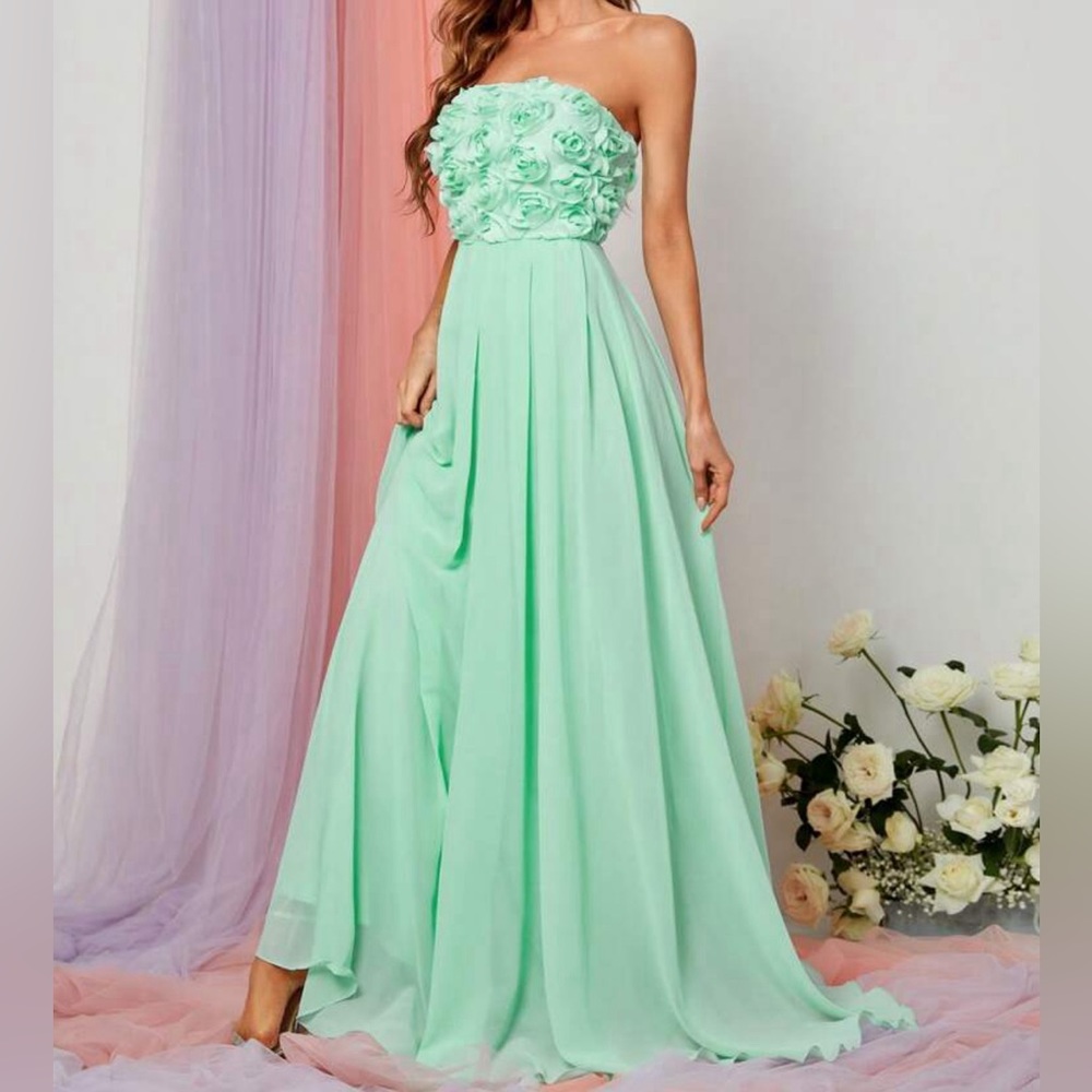 Beautiful teal green formal maxi dress